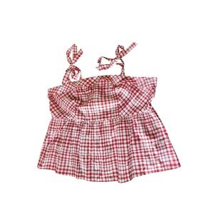 Torrid Red White Gingham Check Tie Strap Smocked Peplum Cami Top Blouse Plus 3